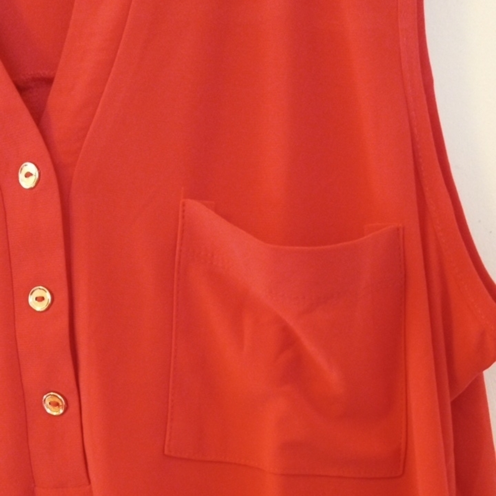 Sleeveless Orange Split-Neck Pocket Camisole NWT - image 5